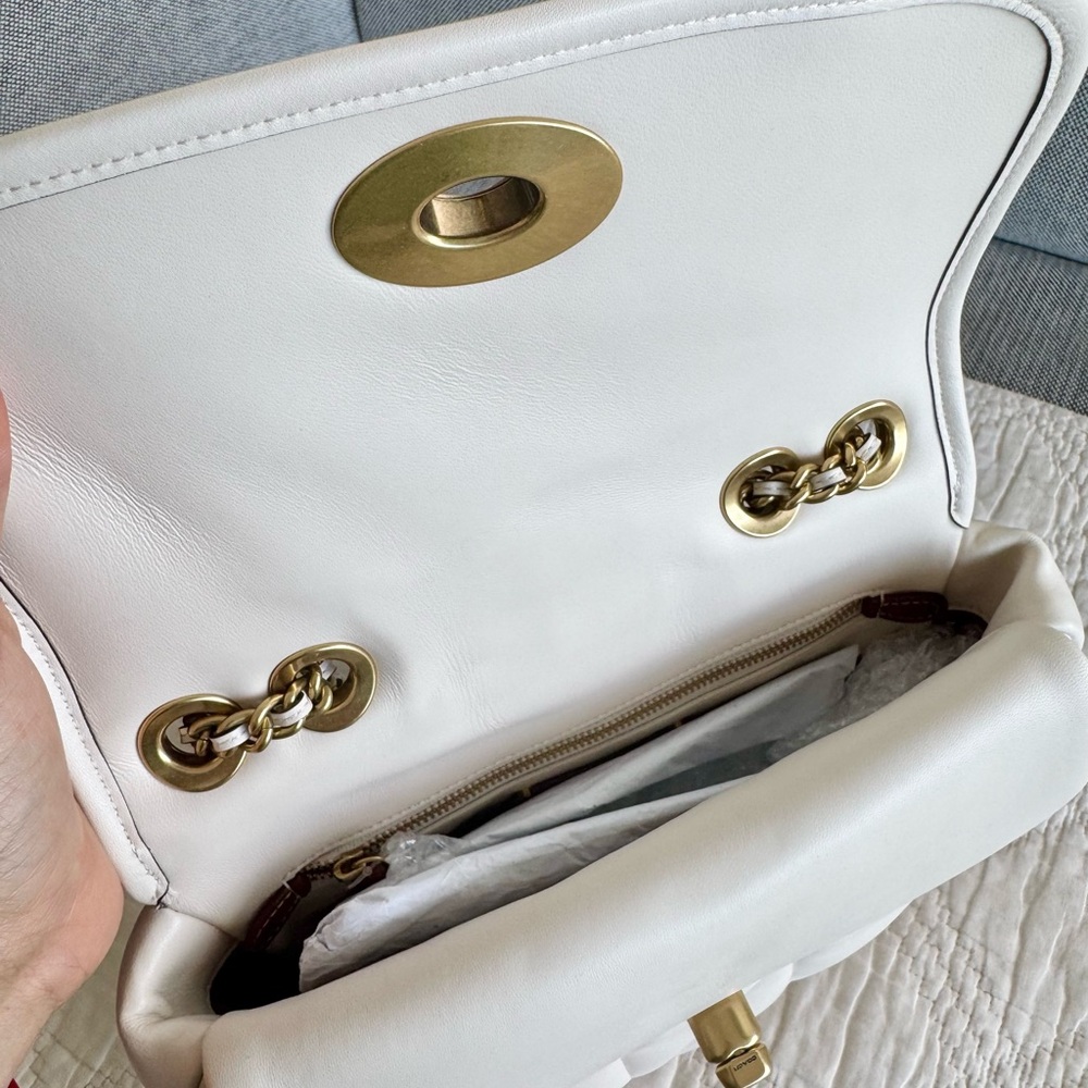 Coach Quilted Pillow Chalk Leather Madison Shoulder Bag - Picture 7 of 7